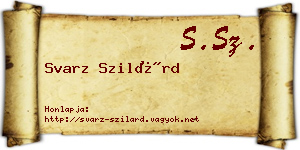 Svarz Szilárd névjegykártya